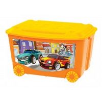 Ящик для игрушек на колесах, оранжевый, Бытпласт