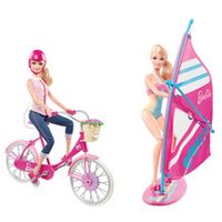 Barbie Аксессуары для прогулки: виндсерф/велосипед, Mattel