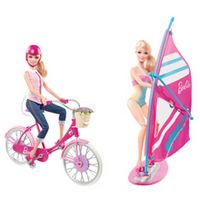 Barbie Аксессуары для прогулки: виндсерф/велосипед, Mattel