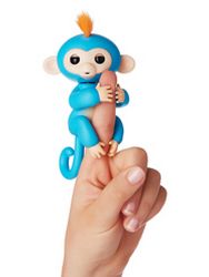 Интерактивная обезьянка Борис (синяя),Fingerlings Happy monkey, 12 см