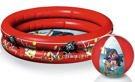 Надувной бассейн и пляжный мяч Пират Микки, Smoby