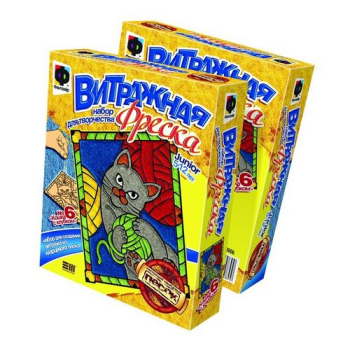 Витражная фреска Кошка с клубком, Фантазер