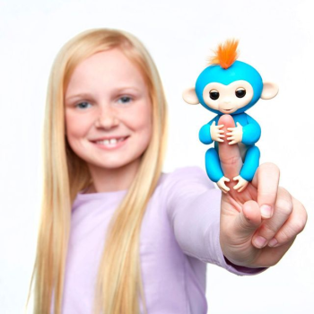 Интерактивная обезьянка Борис (синяя),Fingerlings Happy monkey, 12 см