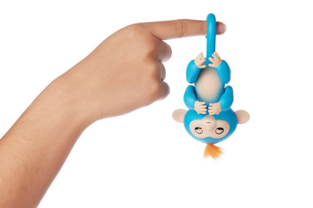 Интерактивная обезьянка Борис (синяя),Fingerlings Happy monkey, 12 см