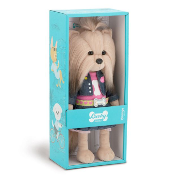 Мягкая игрушка собачка Lucky Yoyo Джинсовая фантазия, 25 см, Orange Toys