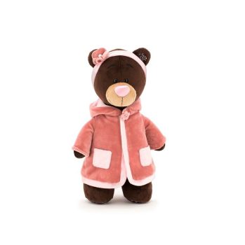 Мягкая игрушка Медведь-девочка Milk стоячая в пальто, 35 см