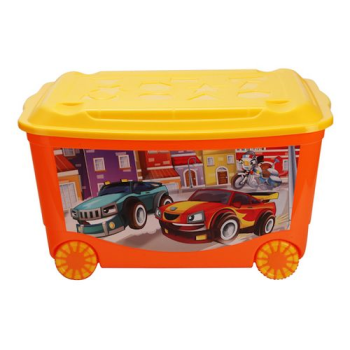 Ящик для игрушек на колесах, оранжевый, Бытпласт
