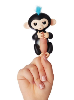 Интерактивная обезьянка Финн (черная),Fingerlings Happy monkey, 12 см