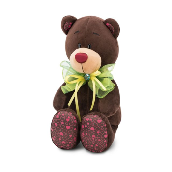Мягкая игрушка Медведь-мальчик «Choco» зеленый бант, 30 см, Orange Toys