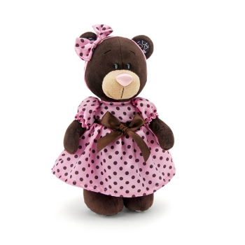 Мягкая игрушка Медведь Milk стоячая в летнем платье 30 см, Orange Toys